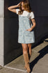 Retro Denim Floral Print Overall Mini Dress