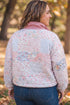 Floral Quilted V Neck Fake Pocket Sweatshirt