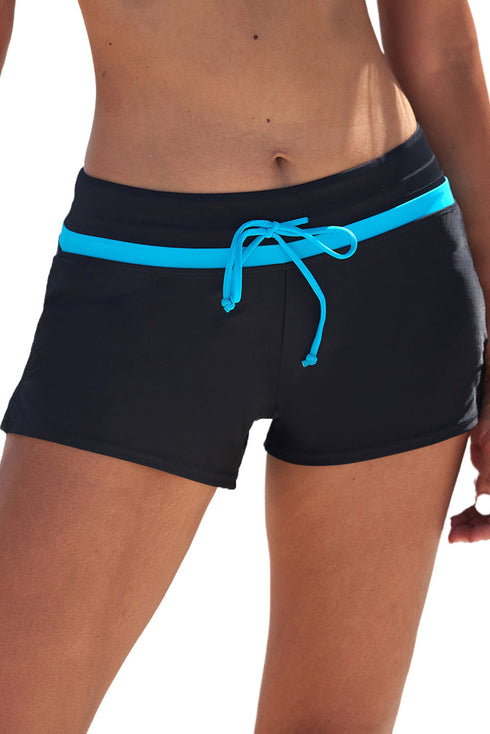 Contrast Waistband Tie Front Swim Shorts