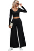 Minimalist Ribbed Crop Top And Long Pant Sets