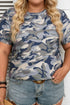Camouflage Print Western Crew Neck Short Sleeve Tee