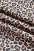 Leopard Print High Neck Long Sleeve Ribbed Cuffs Hem Sweatshirt