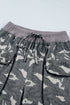 Camouflage Print Drawstring Waist Cargo Barrel Pants