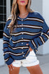 Acrylic Striped Pattern Drop Shoulder Button Cardigan