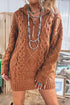 Zip Up Cable Knit Drop Shoulder Sweater Dress