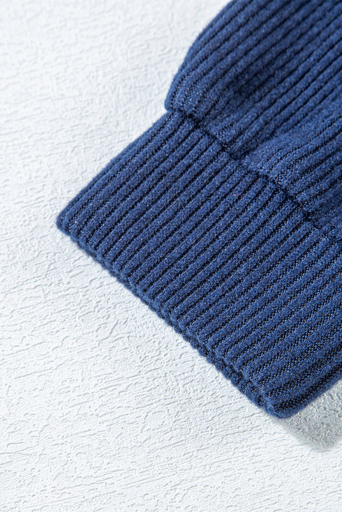 Ribbed Knit Half Zip Hooded Jogger Jumpsuit