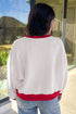 Letter Graphic Waffle Knit Textured Trim Slogan Pullover Sweatshirt