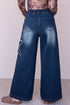 Applique Denim Star Decorated Wide Leg Jeans