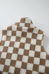 Casual Checkered Print Fleece Sherpa Collared Vest