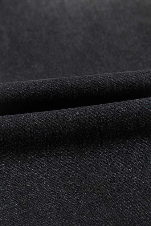 High Rise Wide Leg Pocketed Stretch Denim Jeans