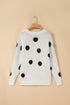 Polka Dot Button Front Oversized V Neck Cardigan