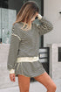 Textured Stripe Drop Shoulder Skort Two Piece Dress