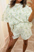 All Over Floral Print Short Sleeve Pocket Short Set