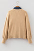 Drop Shoulder Placket Paneling Shirt Collar Long Sleeve Cardigan
