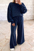 Polka Dot Drawstring Wide Leg Long Sleeve Pant Set
