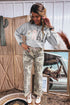 Western Floral Buffalo Plaid Striped Embroidered Patch Pullover Sweatshirt
