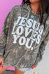 Retro Camouflage Jesus Loves You Print Relaxed Hoodie