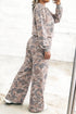 Camouflage Long Sleeve Round Neck Coordinated Loungewear Set