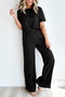 Casual Solid T Shirt Wide Leg Pant Set