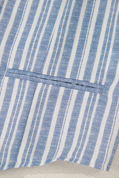 Striped Buttoned Waistcoat A Line Mini Skirt Two Piece Dress