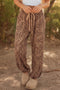 Leopard Print Drawstring Waist Patch Pockets Pants