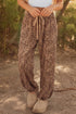 Leopard Print Drawstring Waist Patch Pockets Pants