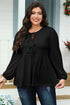 Bow Tie Front Long Sleeve Peplum Blouse
