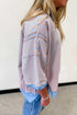 Scalloped Trim Stripe Print Loose Silhouette Top