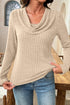 Ribbed Knit Cowl Neck Long Sleeve Top