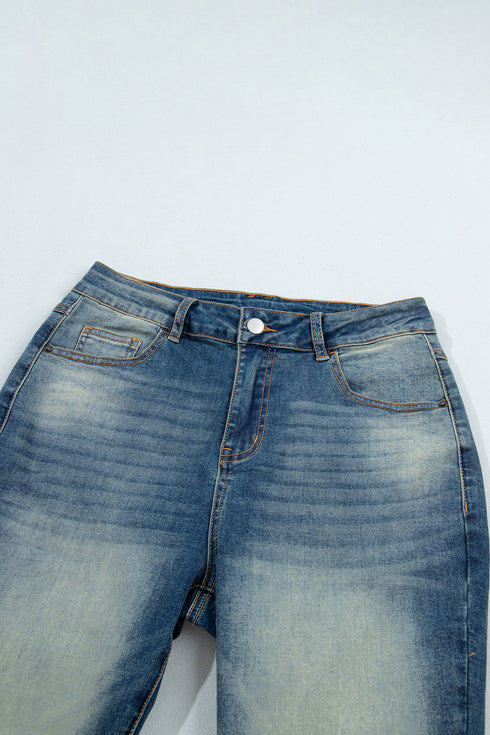 Pocket Detail Flare Leg Silhouette Denim Jeans
