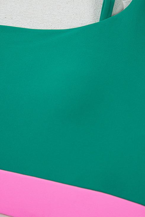 Contrast Band High Rise Scoop Neck Bikini Set