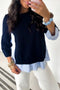 Drop Shoulder Long Sleeve Striped Pullover Sweater