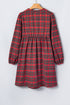 Plaid Tie Front Long Sleeve Shift Mini Dress