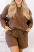 Drop Shoulder Long Sleeve Elastic Waist Lounge Set