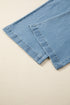 Patched Pocket Textured Denim Wide Leg Plus Size Bottoms