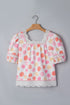 Polka Dot Lace Trim Square Neck Puff Sleeve Blouse