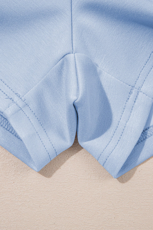 Puff Sleeve Pearl Embellished Scallop Trim Two Piece Dress