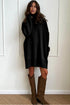 Oversized Turtleneck Center Seam Knit Sweater Dress