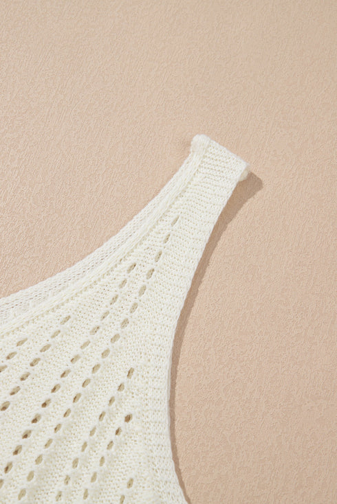 Open Knit Scoop Neck Sleeveless Mini Dress