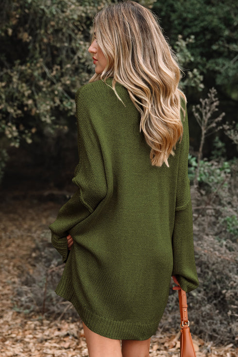 Oversized Drop Shoulder Exposed Seam Sweater Dress