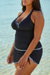 Empire Waist Halter V Neck Skirted Tankini Set