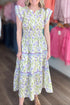 Tulip Floral Print Contrast Trim A Line Midi Dress