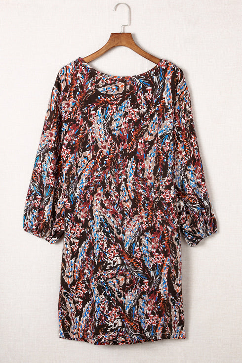 Exclusive Floral Print Stretch Knit Mini Dress