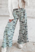 Camo Wide Leg Tie Elastic Waist Pants