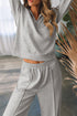 Zip Sailor Collar Pullover Athleisure Sweatpants Two Piece Pant Set