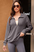 Waffle Textured Collar Half Zip Pocketed Drop Shoulder Sweatshirt