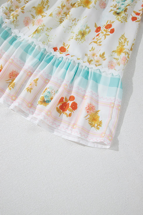 Garden Celebration Patchwork Bubble Sleeve Dress