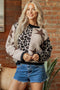 Leopard Star Pattern Round Neck Long Sleeve Shift Sweater