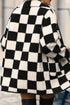 Checkered Collared Buttoned Side Pocket Fleece Jacket