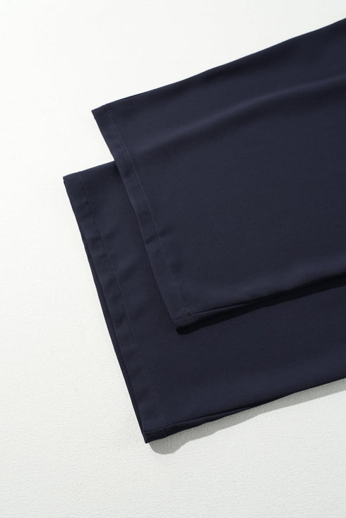 Casual Dual Buttoned High Waisted Pleated Wide Leg Pants